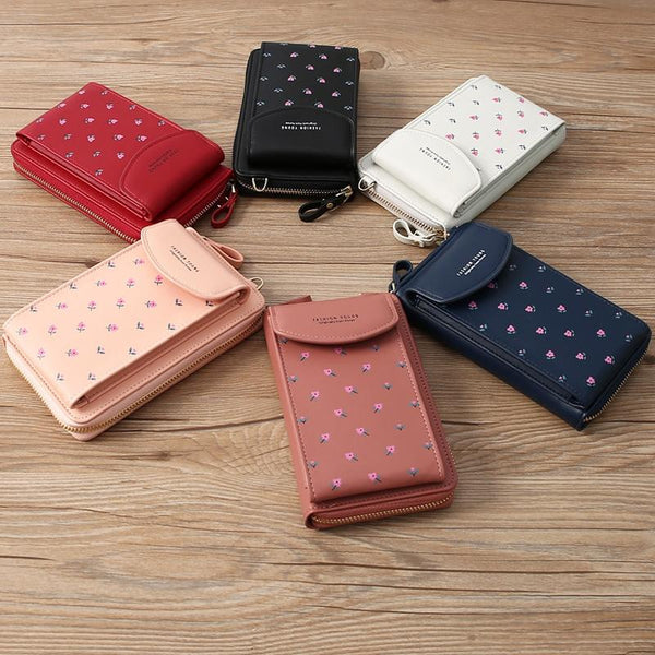 Floral Multi Card Crossbody Bag For Women Blue Women's Bags & Handbags