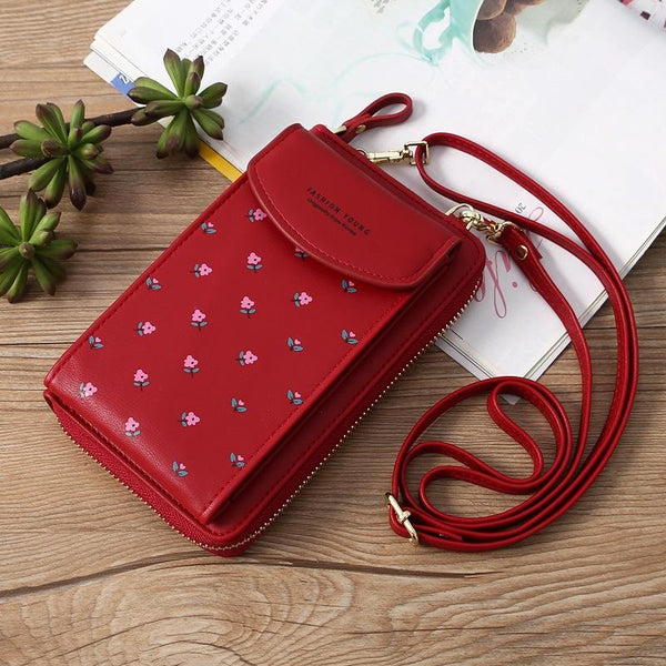 Floral Multi Card Crossbody Bag For Women Blue Women's Bags & Handbags