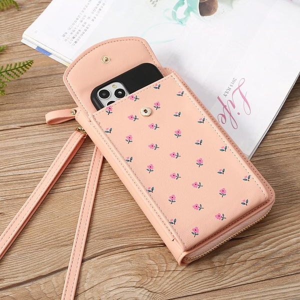 Floral Multi Card Crossbody Bag For Women Blue Women's Bags & Handbags