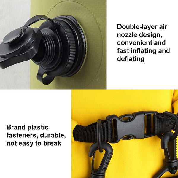 Waterproof Outdoor Rafting Backpack Inflatable Swimming Tote Bag For River Tracing And More Yellow Black Dry Bags