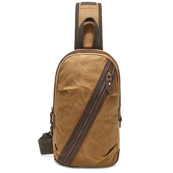 Canvas & Leather Men Chest Bag Crossbody & Waist Bag Combo Earth Yellow Bags