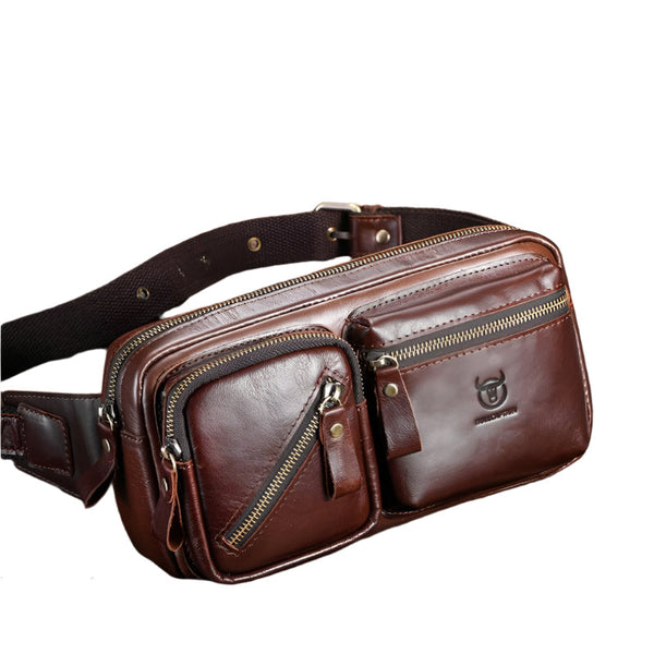 Large Capacity Retro Cowhide Crossbody Bag Brown Bags