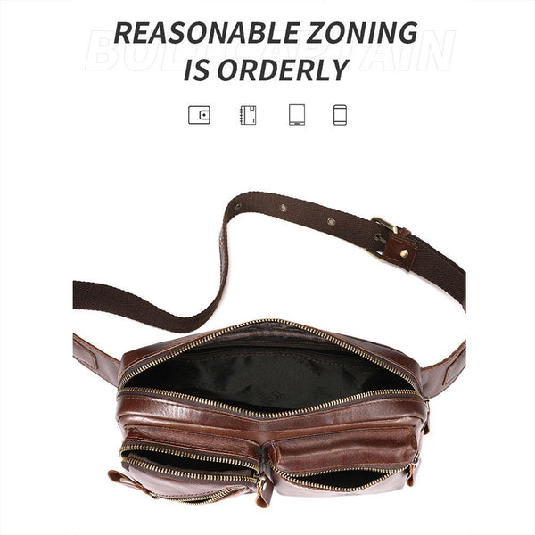 Large Capacity Retro Cowhide Crossbody Bag Brown Bags