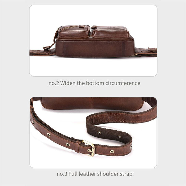 Large Capacity Retro Cowhide Crossbody Bag Brown Bags