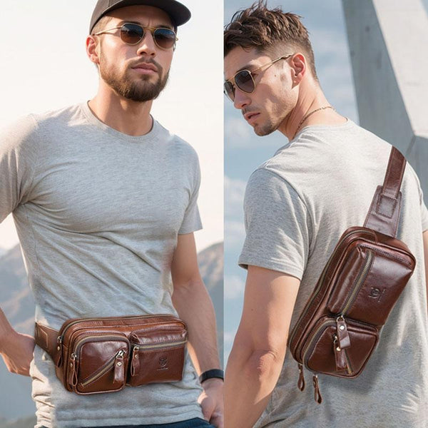 Large Capacity Retro Cowhide Crossbody Bag Brown Bags