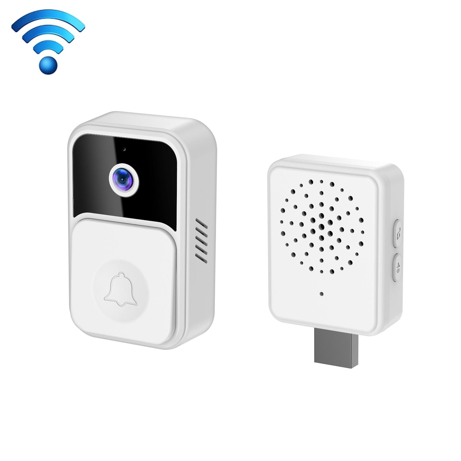 Wireless Smart Video Doorbell 90 Degree Wide Angle White Smart Doorbells