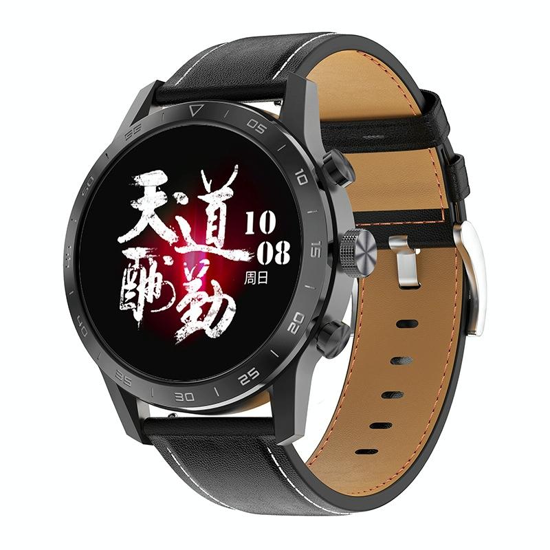Smart Dual Display Analog Digital Call Watch Black Leather Smart Watches