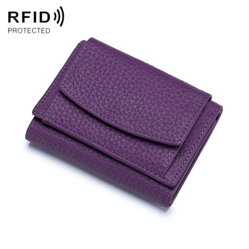 Compact Rfid Leather Coin Purse Wallet Secure & Stylish Purple Wallets