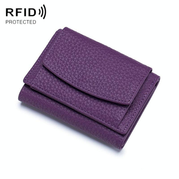 Compact Rfid Leather Coin Purse Wallet Secure & Stylish Purple Wallets