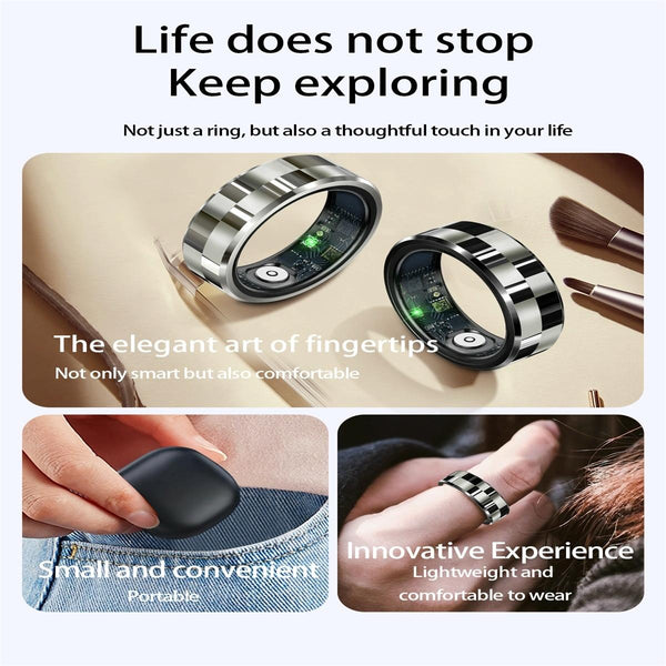 Smart Ring With Health Monitoring Gesture Control And Somatosensory Games Size 9 Silver Activity Trackers