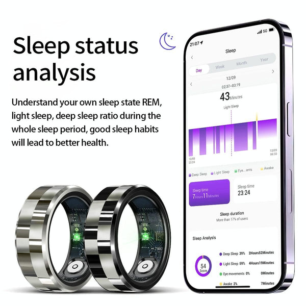 Smart Ring With Health Monitoring Gesture Control And Somatosensory Games Size 9 Silver Activity Trackers