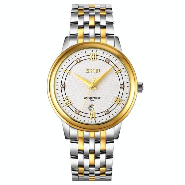 Waterproof Quartz Watch With Stainless Steel Buckle For Men Gold And Silver Watches