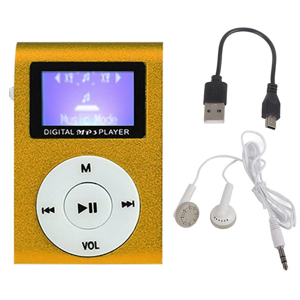Metal Mini Mp3 Player + Earphones & Cable Gold Ipods & Mp3 Players