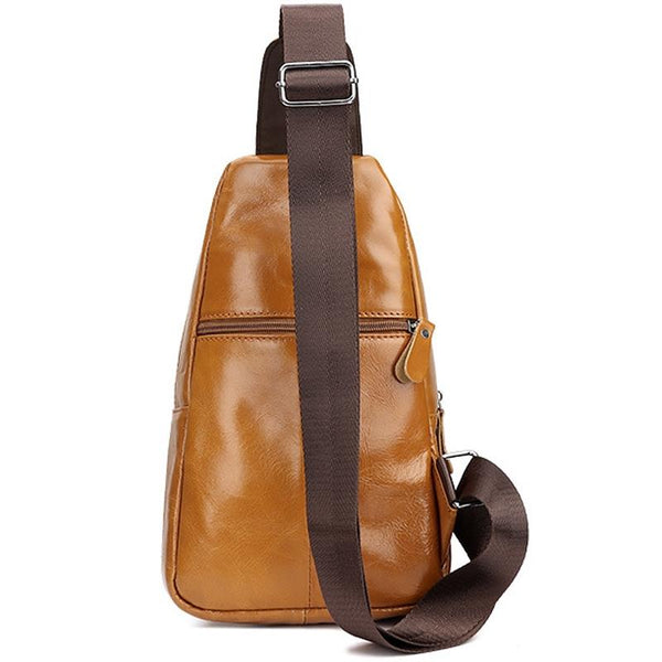 Leather Men Shoulder Bag Compact & Stylish Yellow Brown Bags