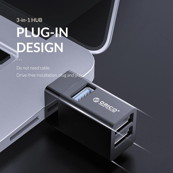 3 In 1 Usb Aluminum Mini Hub Adapter Gray Usb Cables Hubs & Adapters