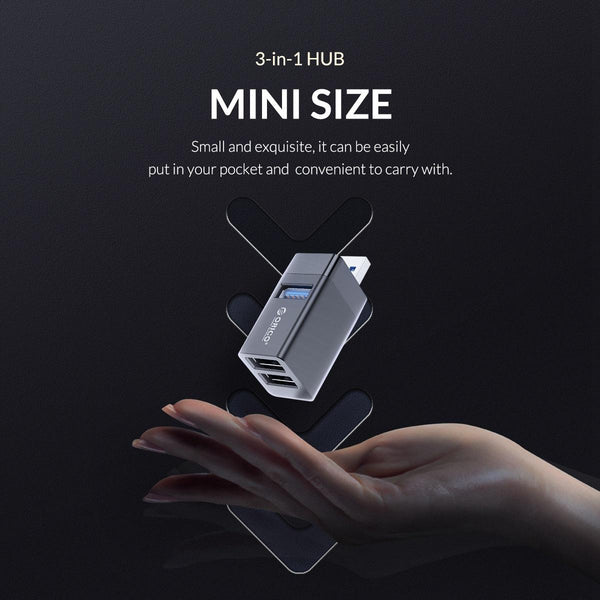 3 In 1 Usb Aluminum Mini Hub Adapter Gray Usb Cables Hubs & Adapters