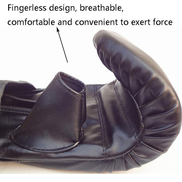 Adult Boxing Gloves Fighting Punching Half Finger Black Gloves Boxing