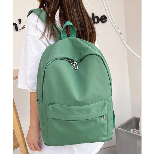 Simple Women Travel Backpack Solid Colour Green Women Backpacks