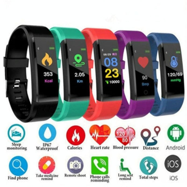Smart Oled Fitness Tracker With Pedometer Red Activity Trackers