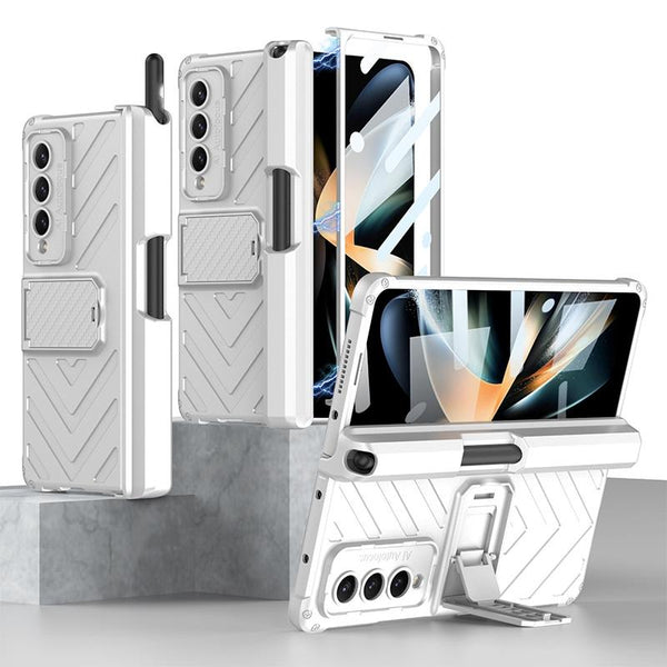 For Samsung Galaxy Z Fold4 5G Magnetic Armor Case With Push Pen Silver Cases Covers & Skins