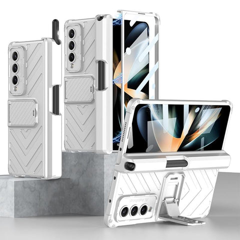 For Samsung Galaxy Z Fold4 5G Magnetic Armor Case With Push Pen Silver Cases Covers & Skins