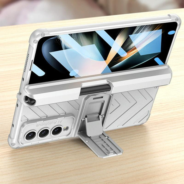 For Samsung Galaxy Z Fold4 5G Magnetic Armor Case With Push Pen Silver Cases Covers & Skins