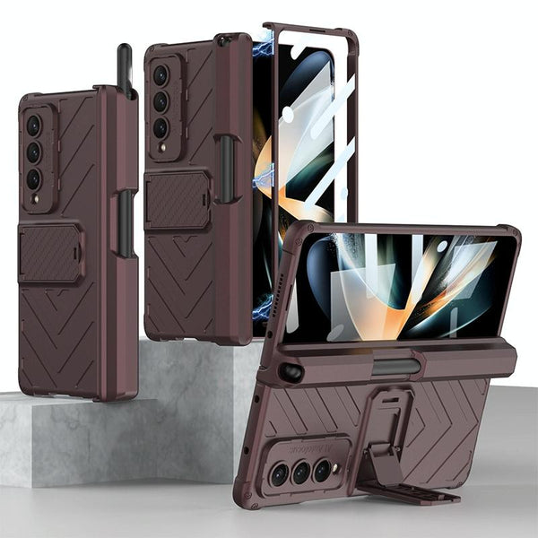 For Samsung Galaxy Z Fold4 5G Magnetic Armor Case With Push Pen Silver Cases Covers & Skins