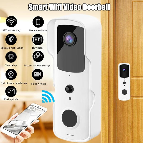 Smart Wifi Video Doorbell With Two Way Intercom Night Vision White Smart Doorbells