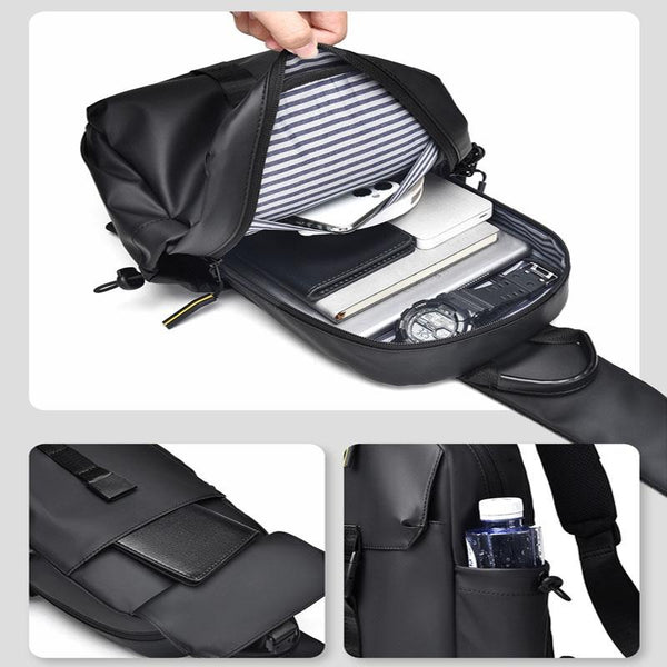 Large Capacity Waterproof Crossbody Chest Bag For Cycling & Sports Gray Bags
