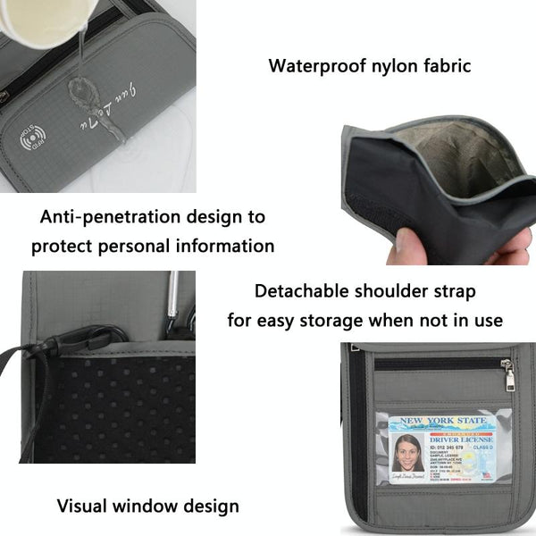 Rfid Passport Storage Bag Anti Theft Messenger Blue Id & Document Holders