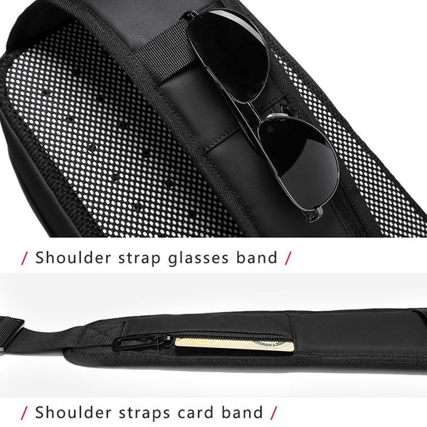 Water Repellent Multi Function Chest Bag With Usb Port Size Gray Bags