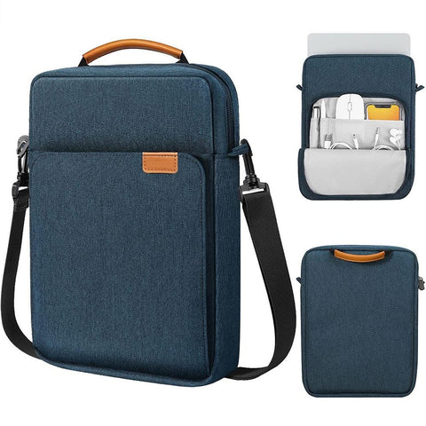 13 Inch Vertical Laptop Bag Handheld Shoulder Crossbody Dark Blue Laptop Cases & Bags