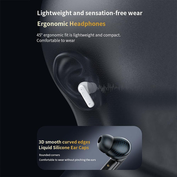 Wireless Bluetooth Earphones With Touch Screen & Noise Reduction White Earbuds