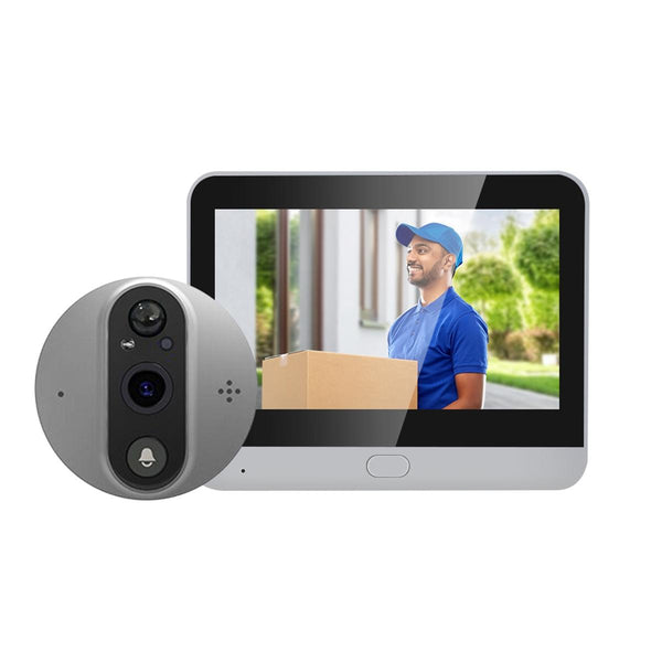 Smart Digital Door Viewer With 1080P Resolution Wide Angle Pir & Night Vision Silver Smart Doorbells