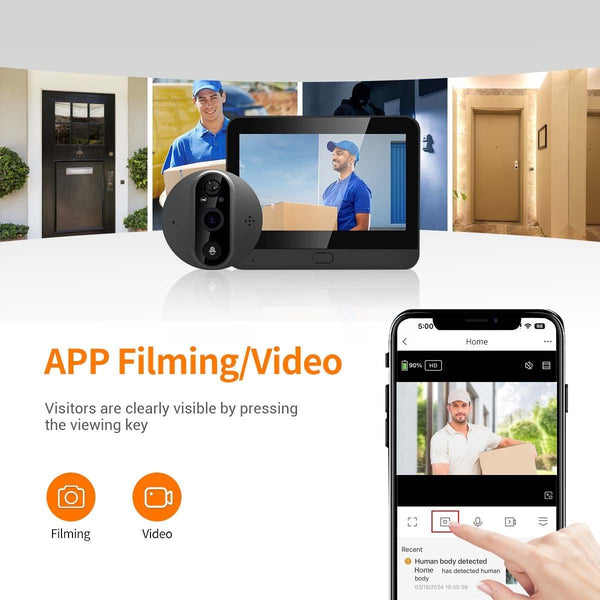 Smart Digital Door Viewer With 1080P Resolution Wide Angle Pir & Night Vision Silver Smart Doorbells