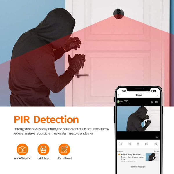 Smart Digital Door Viewer With 1080P Resolution Wide Angle Pir & Night Vision Silver Smart Doorbells