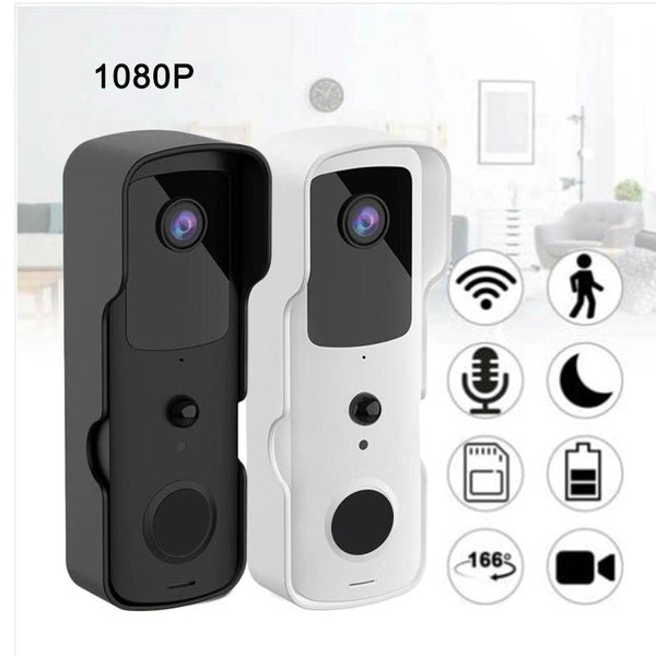 Wireless Smart Doorbell With Two Way Intercom Night Vision Battery Powered White Smart Doorbells