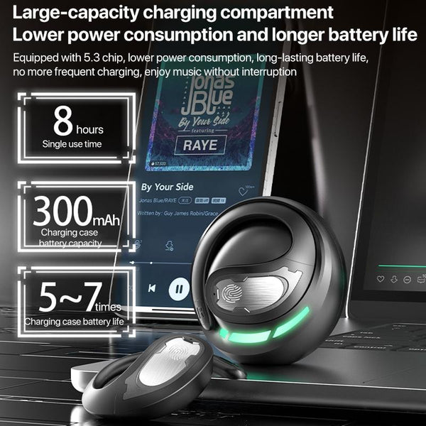 Wireless Bluetooth Earphones For Mechanical Planet Mounted Black Earbuds