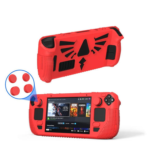 Silicone Protective Case With Holder For Steam Deck V V4 1 Pocket Consoles Red Bags Skins & Travel Cases