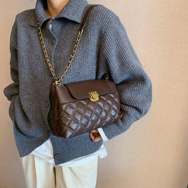 Versatile Rhombic Chain Crossbody Bag For Women Black Women's Bags & Handbags