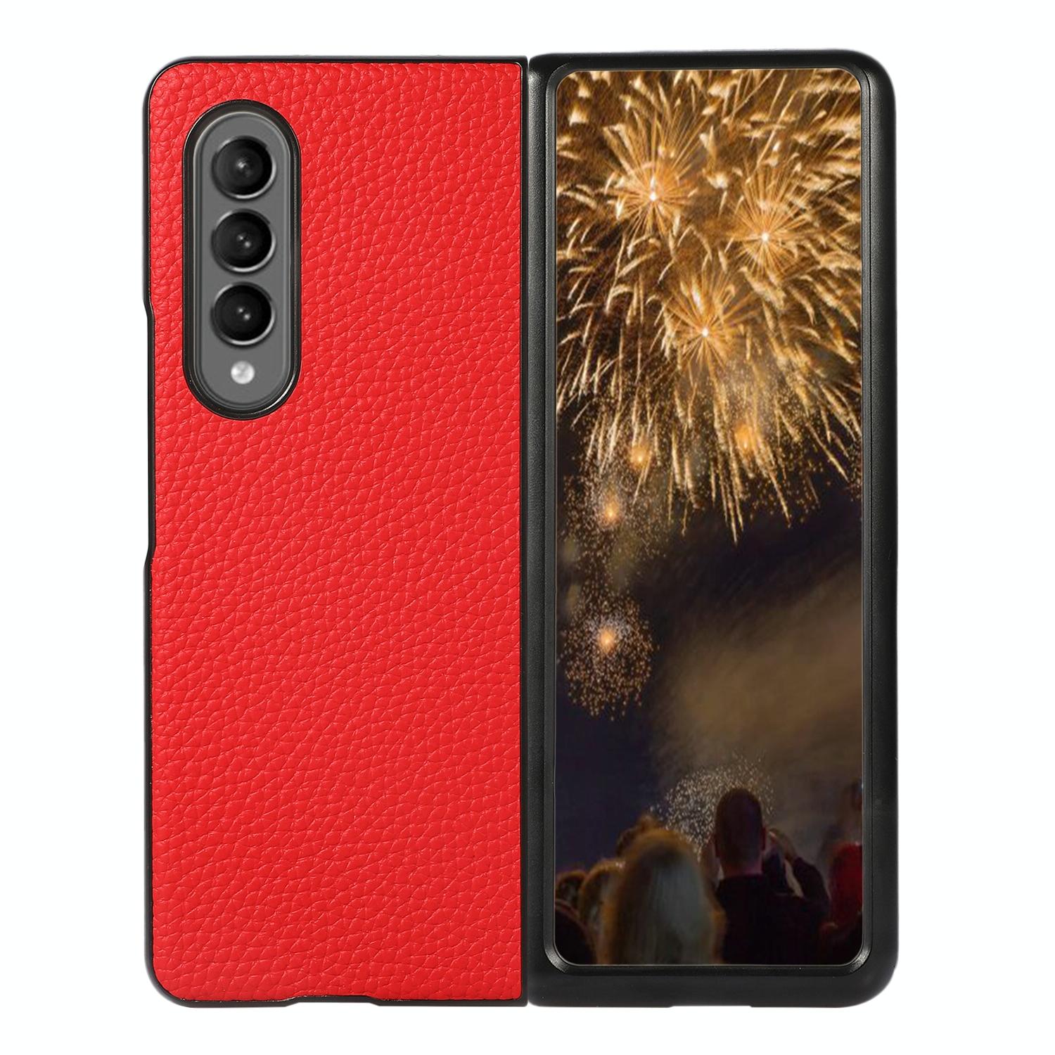 For Samsung Galaxy Z Fold4 5G Litchi Texture Case Two Tone Red Cases Covers & Skins