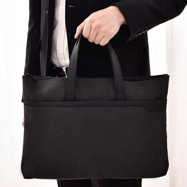 Double Layer Zipper Conference Document Bag Portable And Organized Gray Id & Document Holders