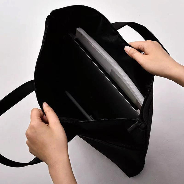 Double Layer Zipper Conference Document Bag Portable And Organized Gray Id & Document Holders