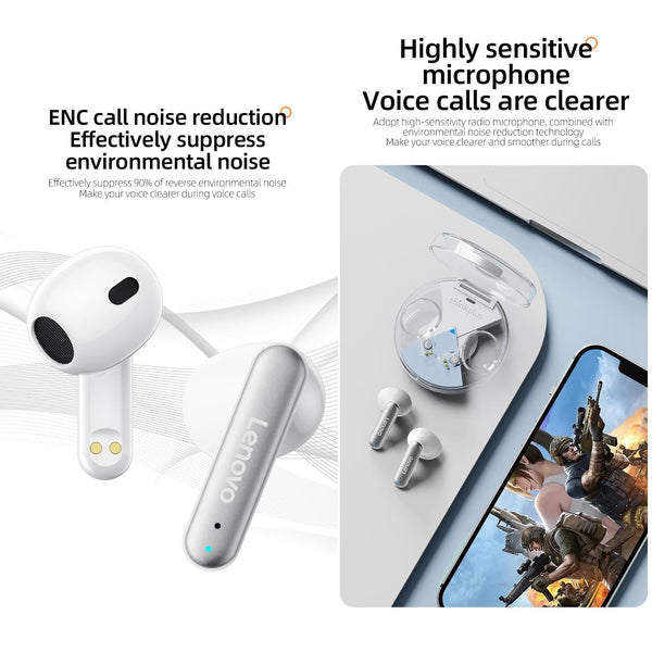 Wireless Bluetooth 5.2 With Noise Reduction And Mic White Earbuds