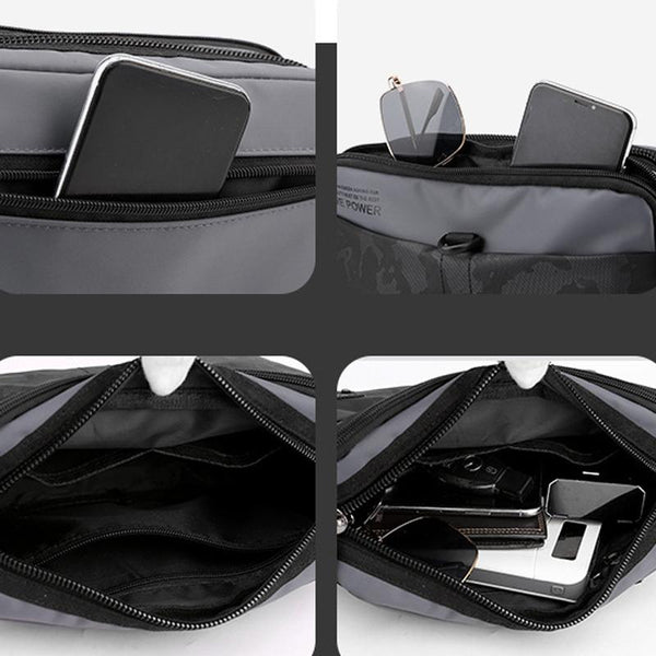 Men Oxford Cloth Crossbody Bag Outdoor Sports Shoulder Grey Bags