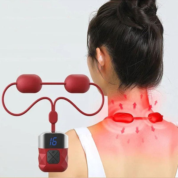 Ems Neck Massager For Shoulder & Cervical Therapy Red Massagers