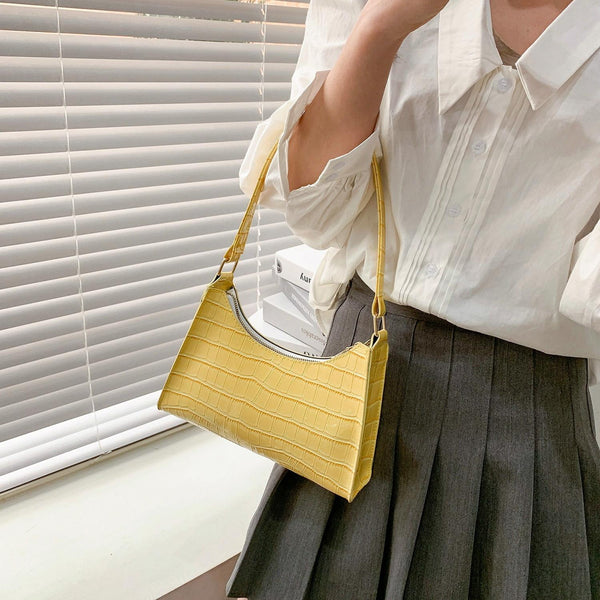 Small Square Stone Pattern Shoulder Bag For Women Yellow Women's Bags & Handbags