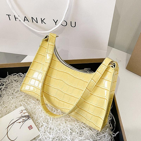 Small Square Stone Pattern Shoulder Bag For Women Yellow Women's Bags & Handbags