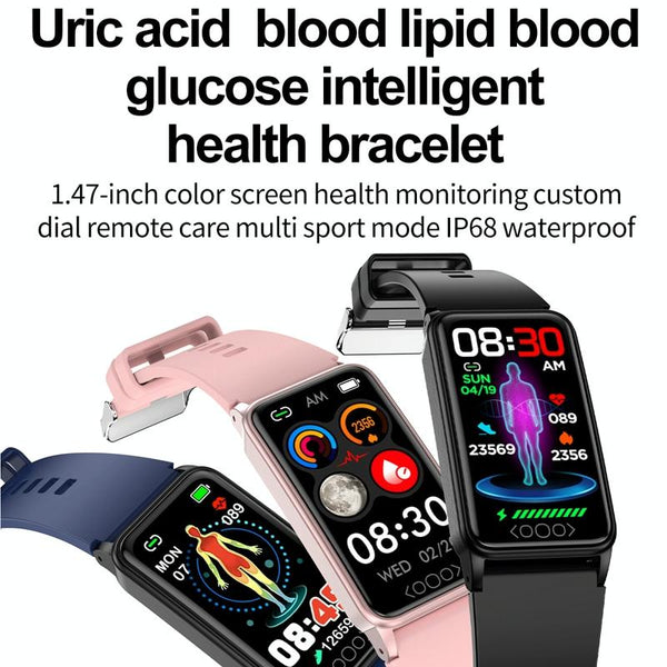 Uric Acid Blood Lipids And Heart Rate Tracker Blue Smart Watches