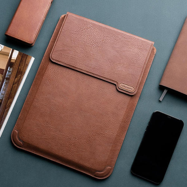 14.0 Inch Water Wave Texture Laptop Sleeve Versatile Design Brown Laptop Cases & Bags